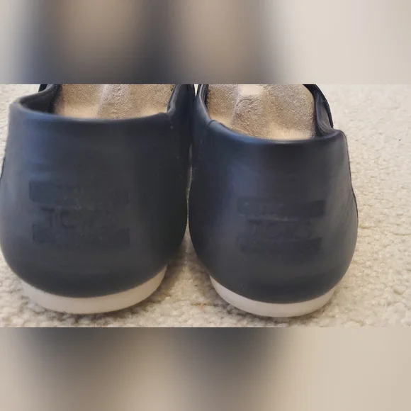 Black Real LeatherToms Alpargata Flats 9 Nearly New - Picture 3 of 6
